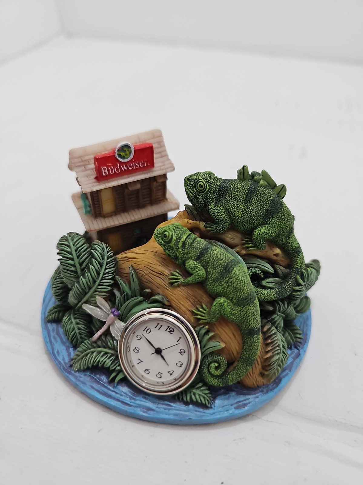 Budweiser 1999 Iguanas Lizards Desk Clock Vintage Beer Advertising w/ Box
