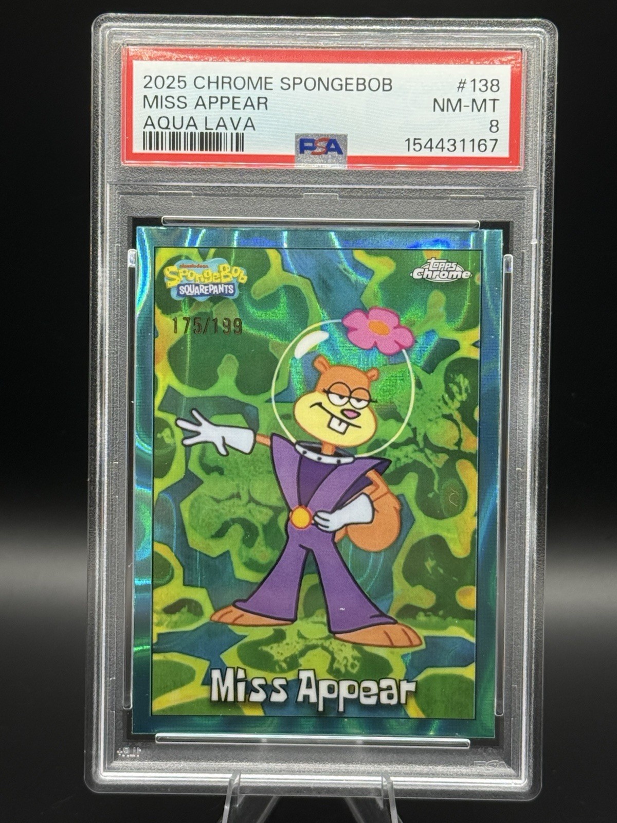 2025 Topps Chrome SpongeBob #138 Miss Appear Aqua /199 PSA 8 2025 Topps Chrome SpongeBob #138 Miss Appear Aqua /199 PSA 8