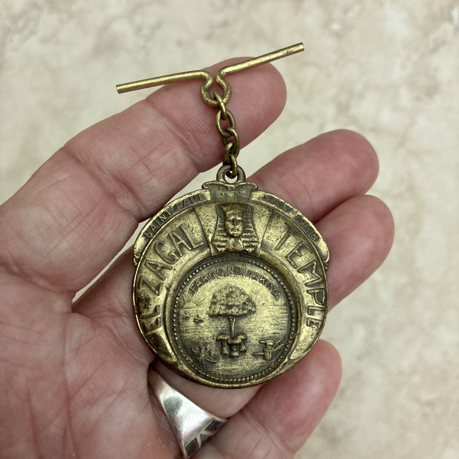Rare Shriners El Zagal Temple 1908 Brass Commemorative Medal