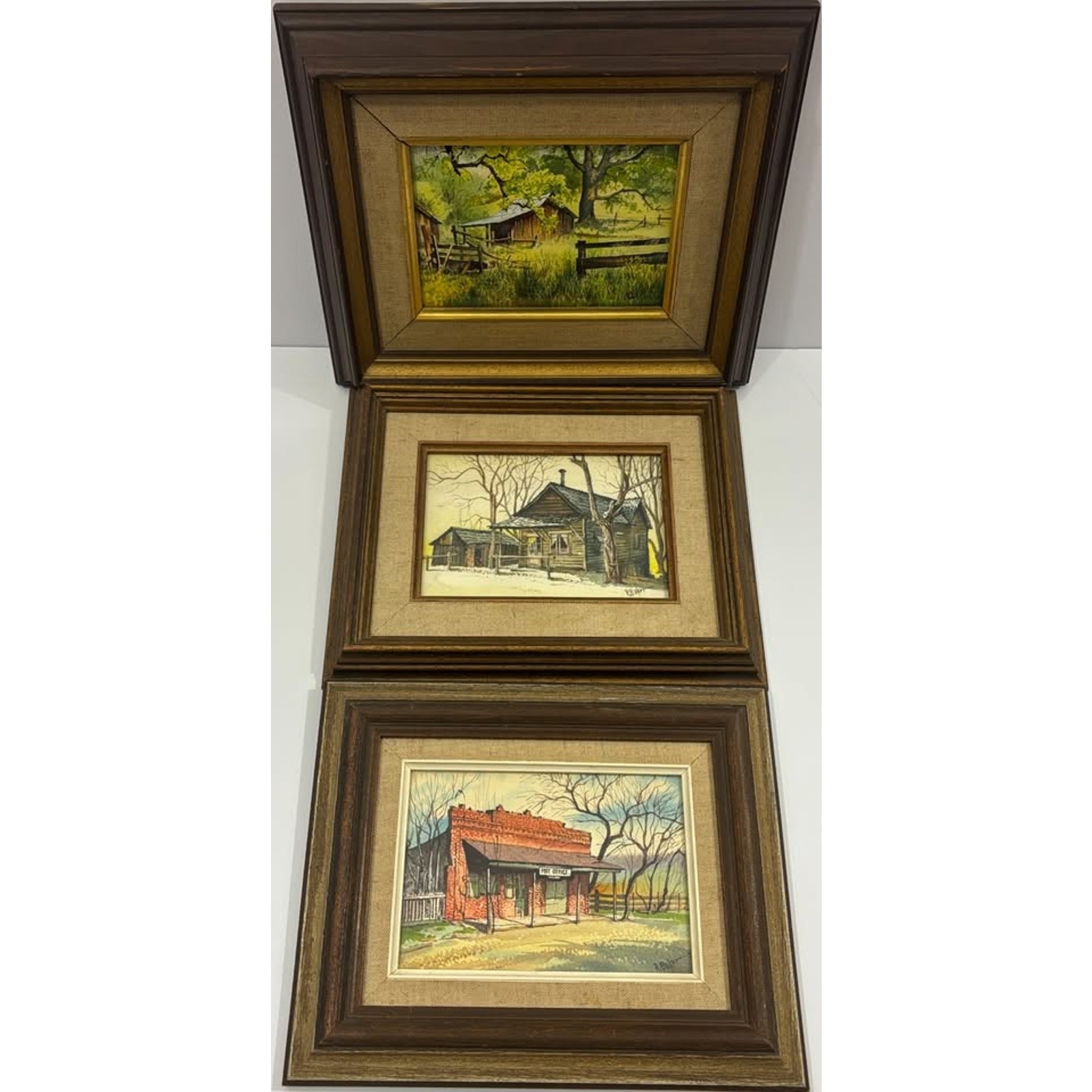 Set of 3 Signed R. Baker Original Paintings — Framed (5x7 Art) Fine Art