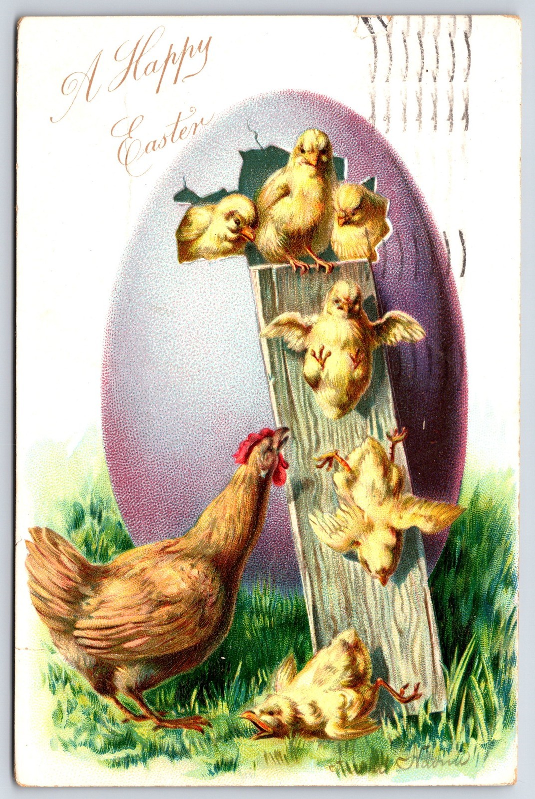 Antique 1907 Raphael Tuck Happy Easter Chicks Egg Postcard Posted Antique 1907 Raphael Tuck Happy Easter Chicks Egg Postcard Posted