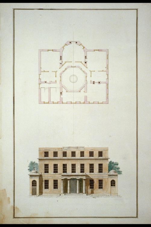 Virginia John Tayloe House South Front Elevation Attic Plan 1795-1799