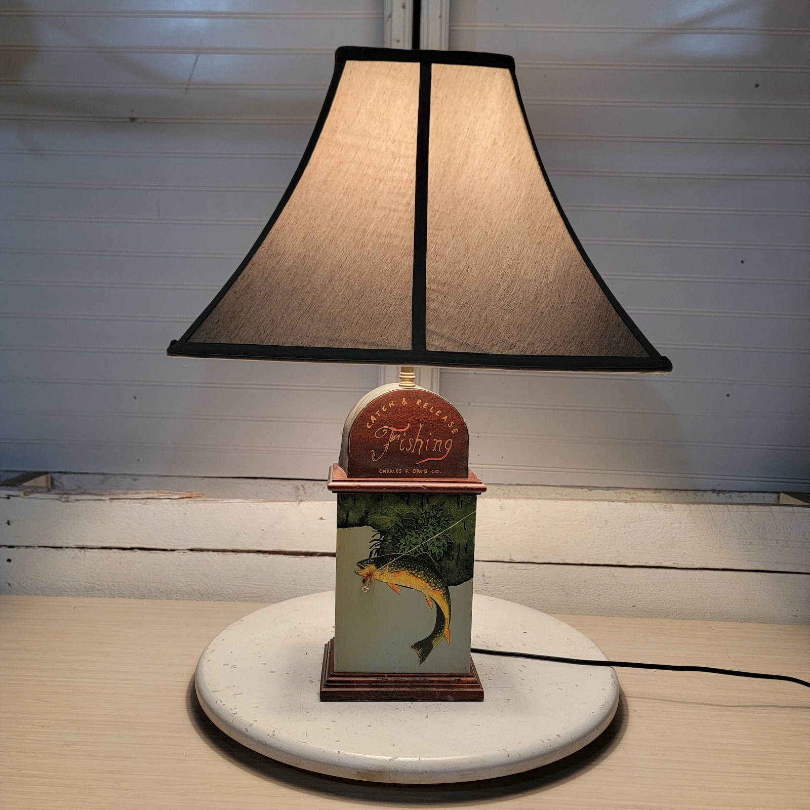 Charles F Orvis Catch & Release Fishing Trout Table Lamp Cabin Lodge Decor Charles F Orvis Catch & Release Fishing Trout Table Lamp Cabin Lodge Decor
