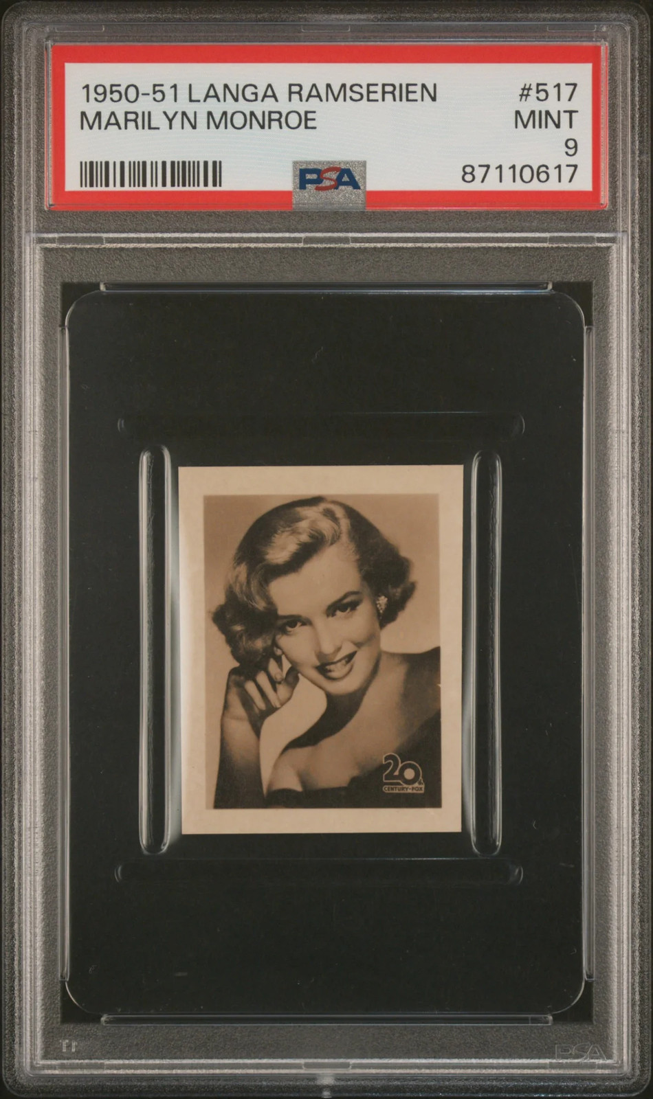 MARILYN MONROE 1950-51 Langa Ramserien ROOKIE #517 PSA 9 - POP 2, NONE HIGHER MARILYN MONROE 1950-51 Langa Ramserien ROOKIE #517 PSA 9 - POP 2, NONE HIGHER