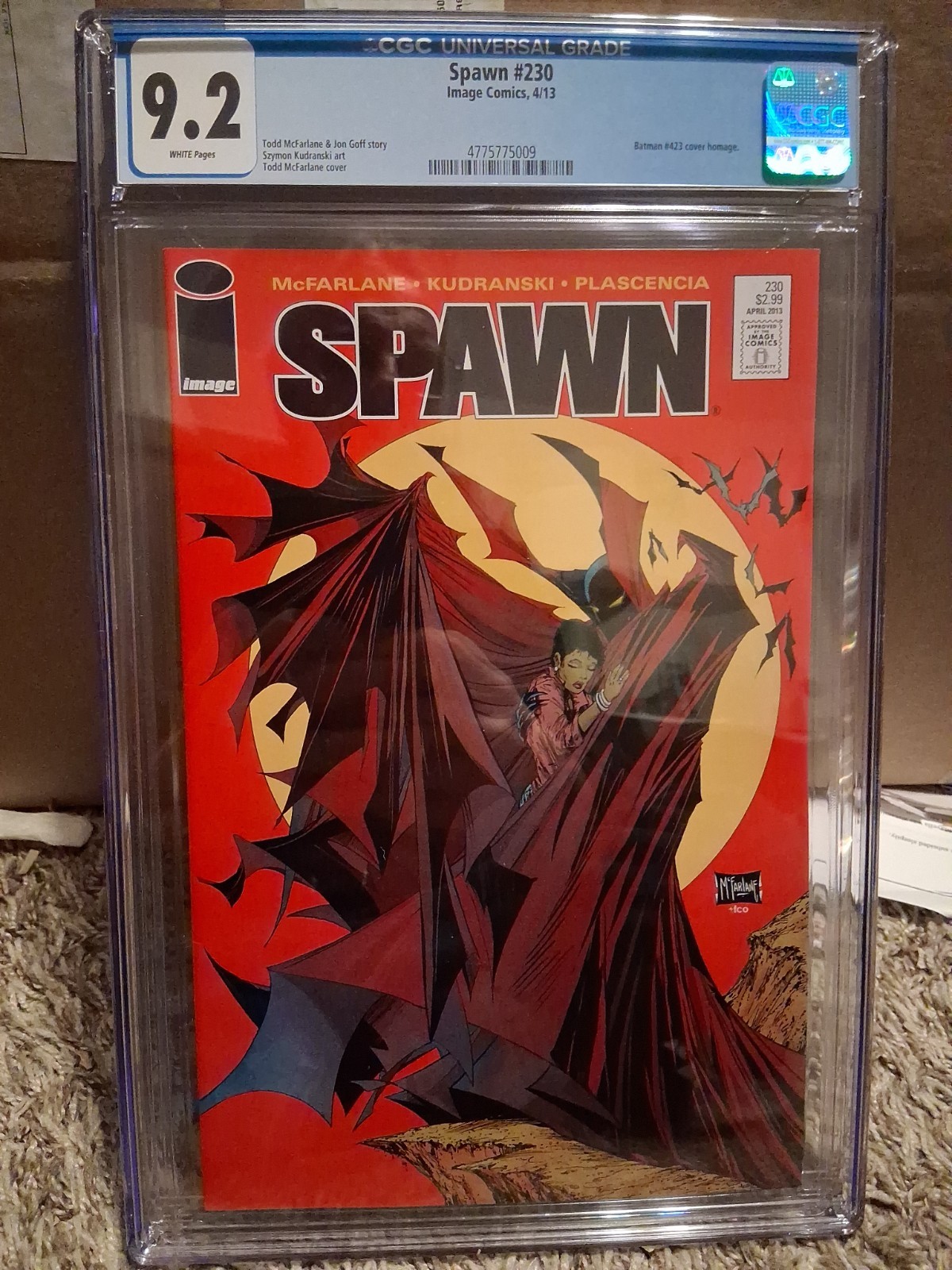 Spawn 230 cgc 9.2 Image 2013 NM MINT Todd McFarlane Batman 423 Cover Homage Cape Spawn 230 cgc 9.2 Image 2013 NM MINT Todd McFarlane Batman 423 Cover Homage Cape