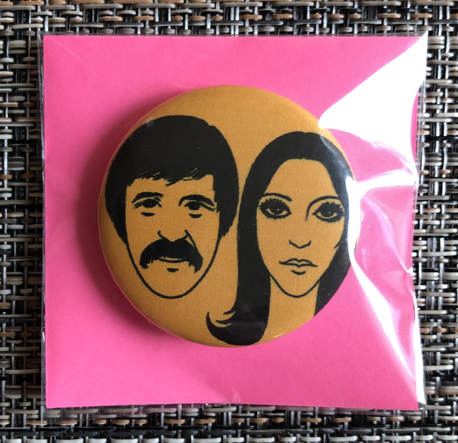 SONNY & CHER SHOW - New/Retro BUTTON “I Got You Babe” FAR OUT 1970’s Pin