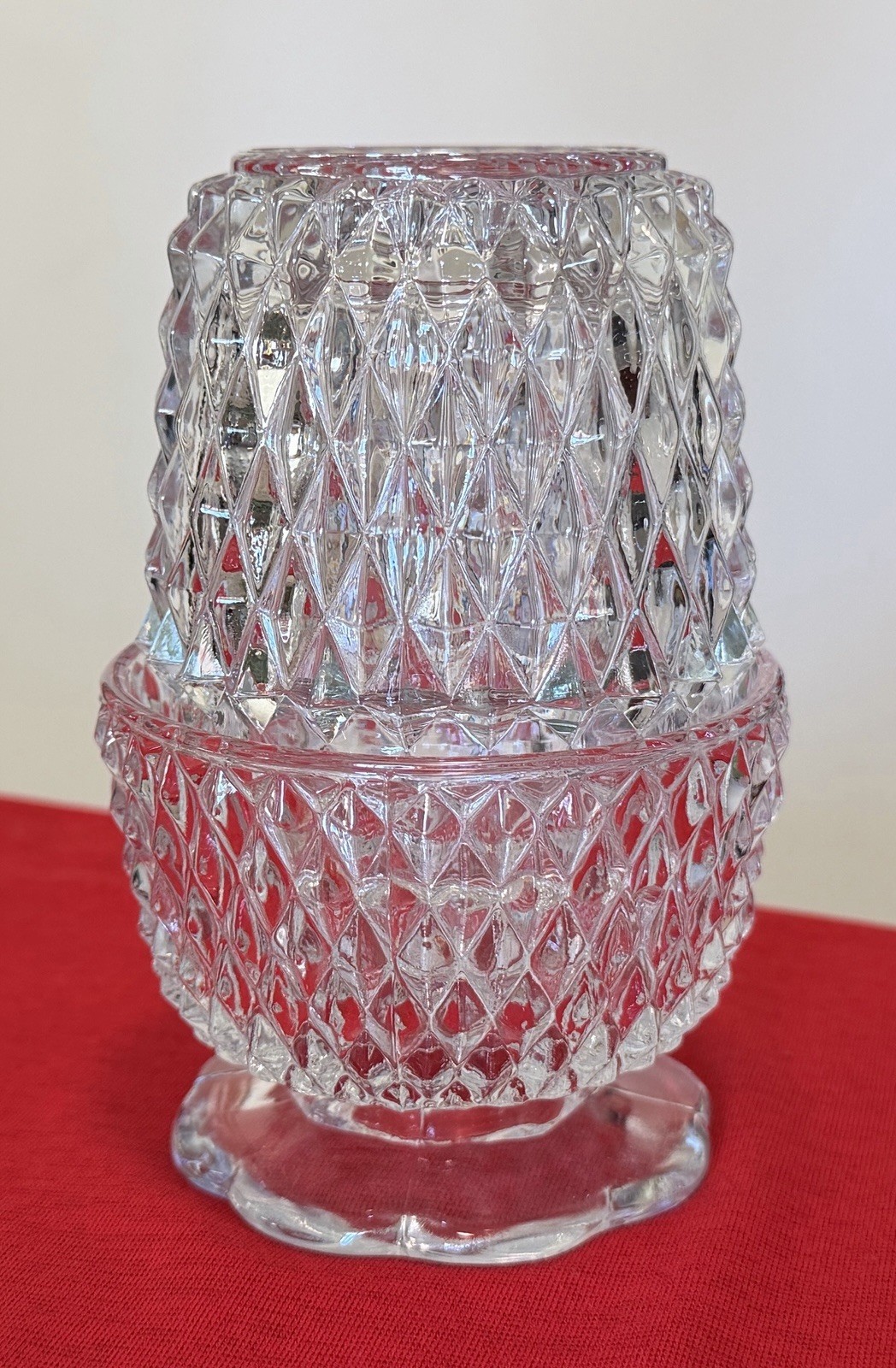 Vintage 1970s INDIANA GLASS Clear Diamond Point Fairy Lamp Angel Light w/Insert