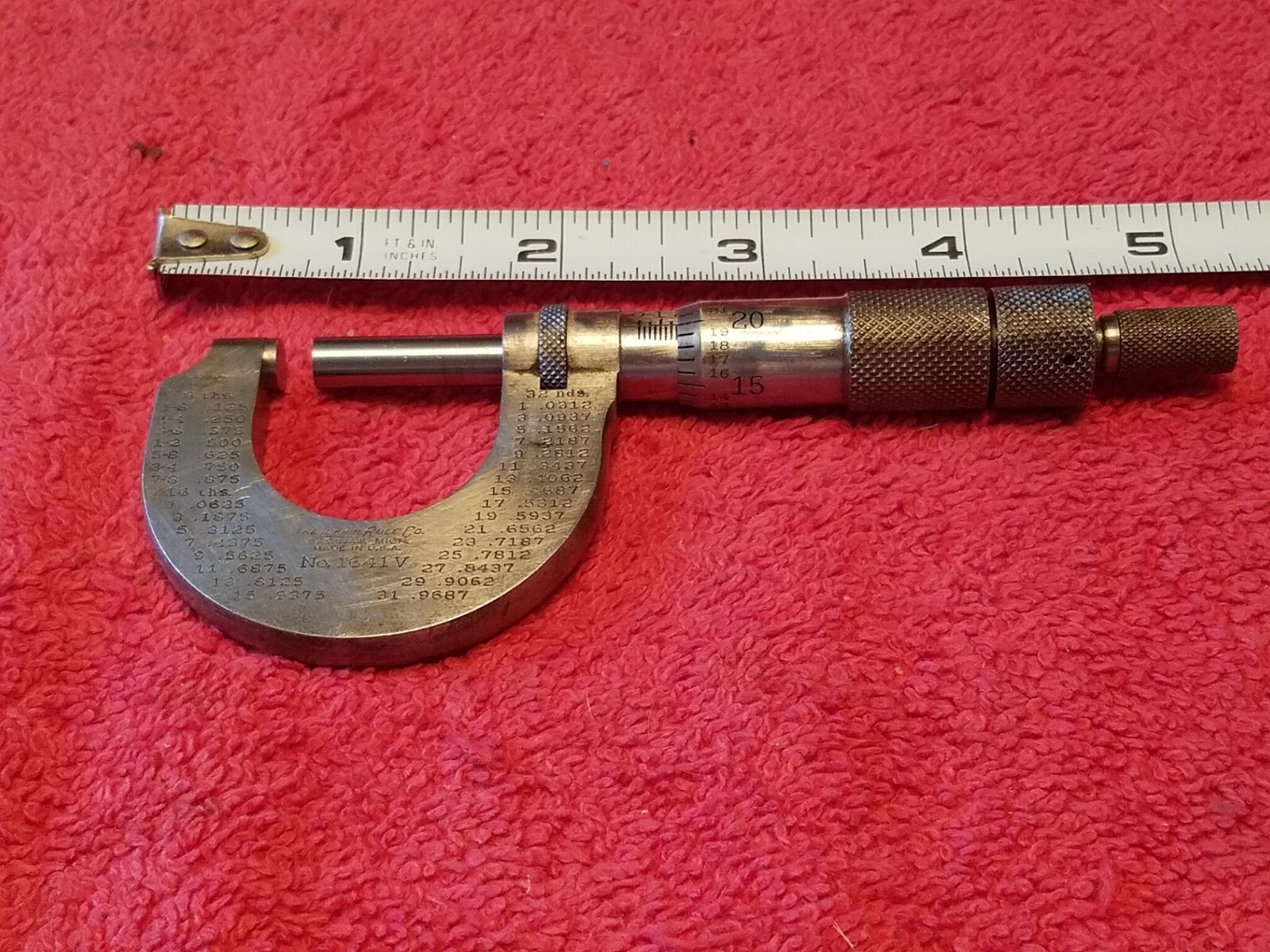 THE LUFKIN RULE CO SAGINAW MICH USA NO.1641V OUTSIDE MICROMETER 0-1\
