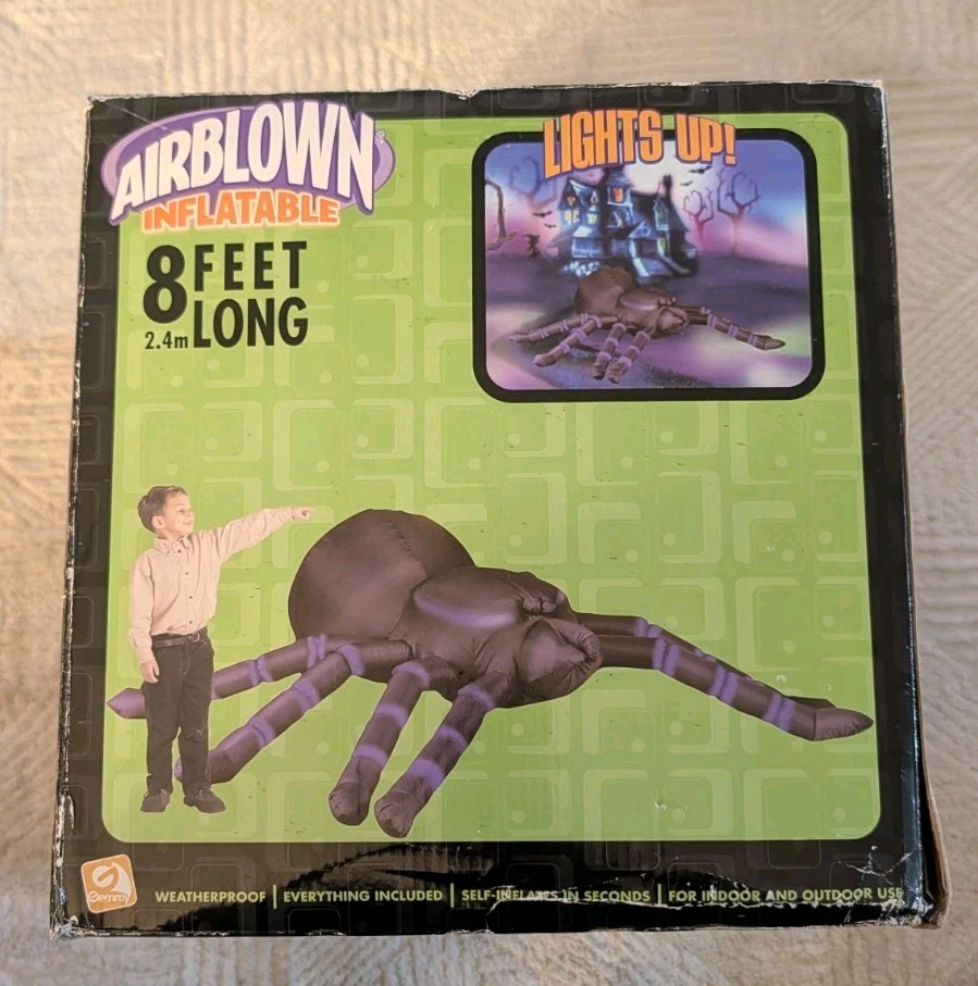 2004 Halloween Gemmy 8ft Giant Spider Airblown Inflatable NEW SEALED