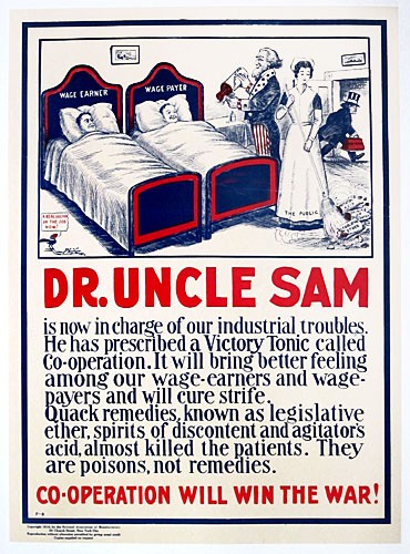 Original WWI US Industry Poster - Dr. Uncle Sam Original WWI US Industry Poster - Dr. Uncle Sam