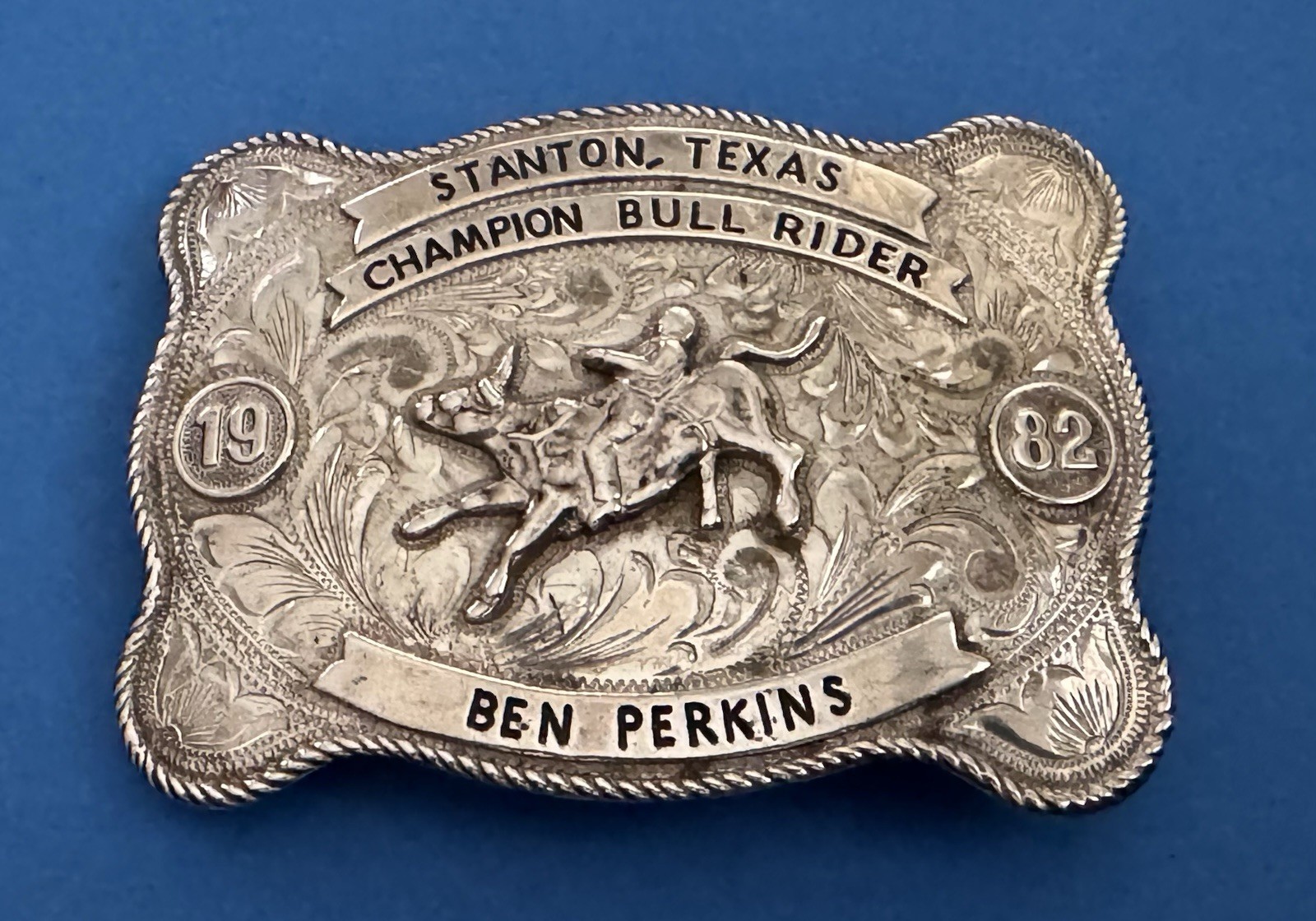 Vintage 1982 Nelson Silvia Sterling Silver Rodeo Trophy Belt Buckle Texas Cowboy