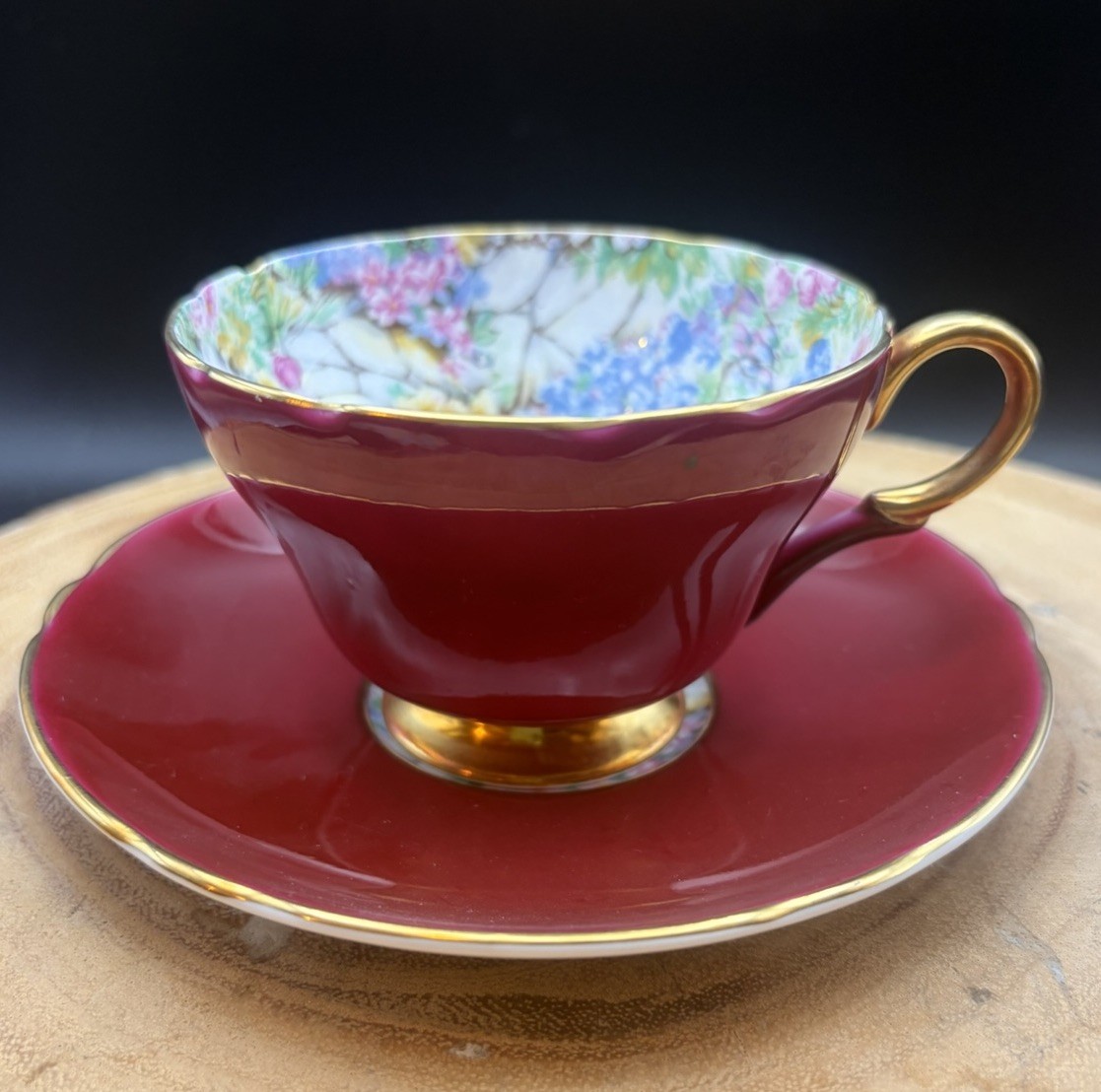 Vintage 1940s Shelley Rock Garden Chintz Teacup & Saucer 13407/41C