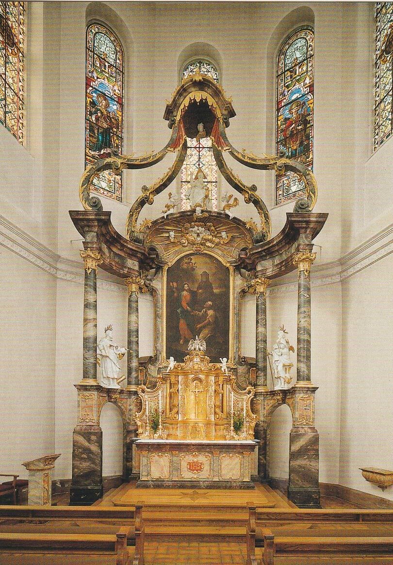 0032 Postcard Bad Dürrheim-Kath. Parish Church of St. John, High Altar from 1774