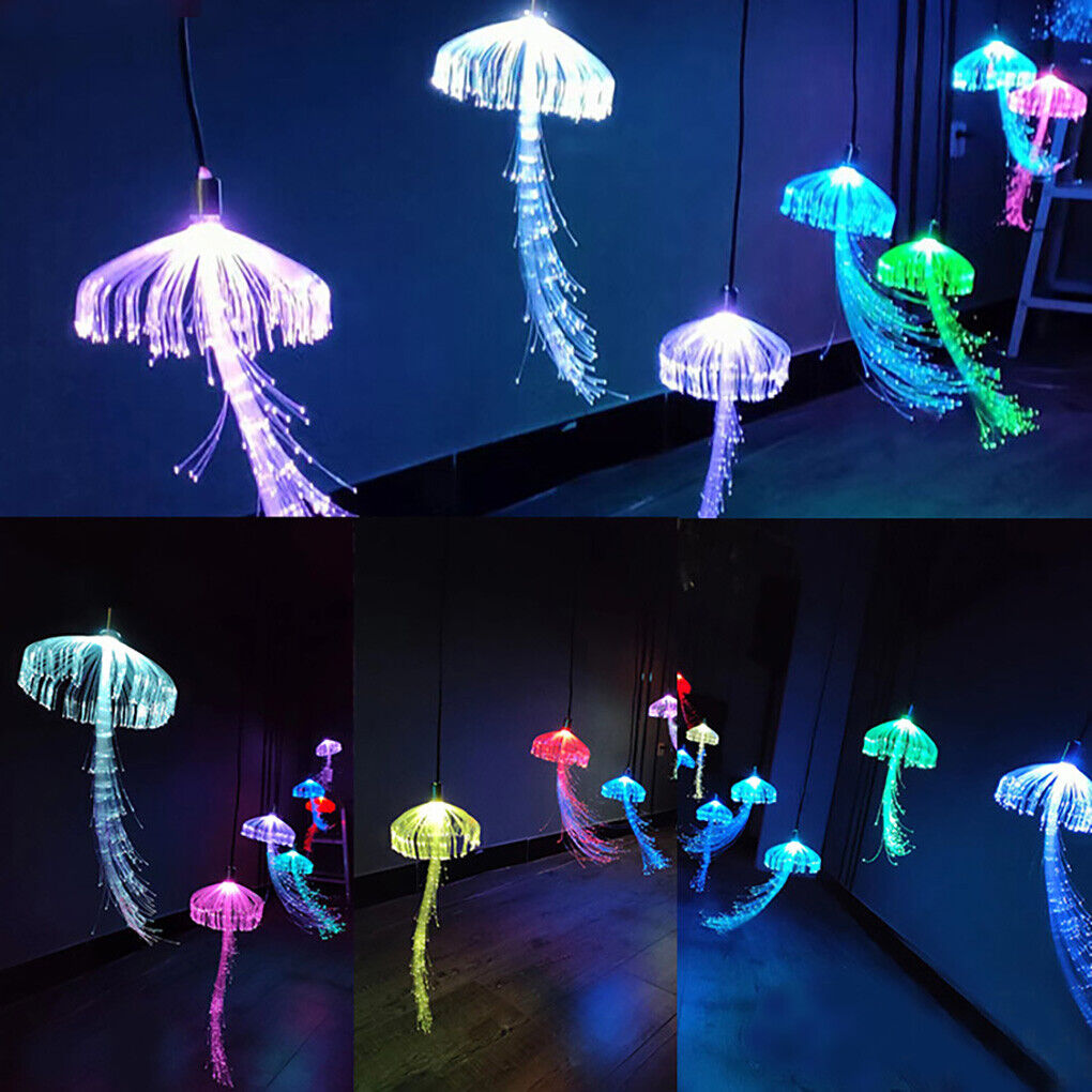 Set of 10pcs  LED Jellyfishs sparkle Fiber Optic fabric Chandeliers Decor Lights
