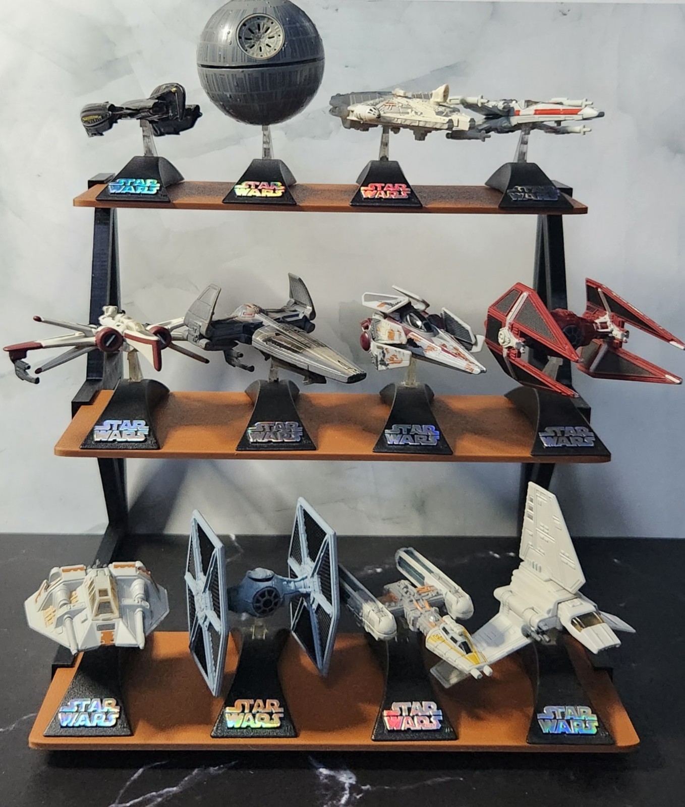 3 Tier Display Stand For Hasbro Titanium Star Wars Ships (Brown) 3 Tier Display Stand For Hasbro Titanium Star Wars Ships (Brown)