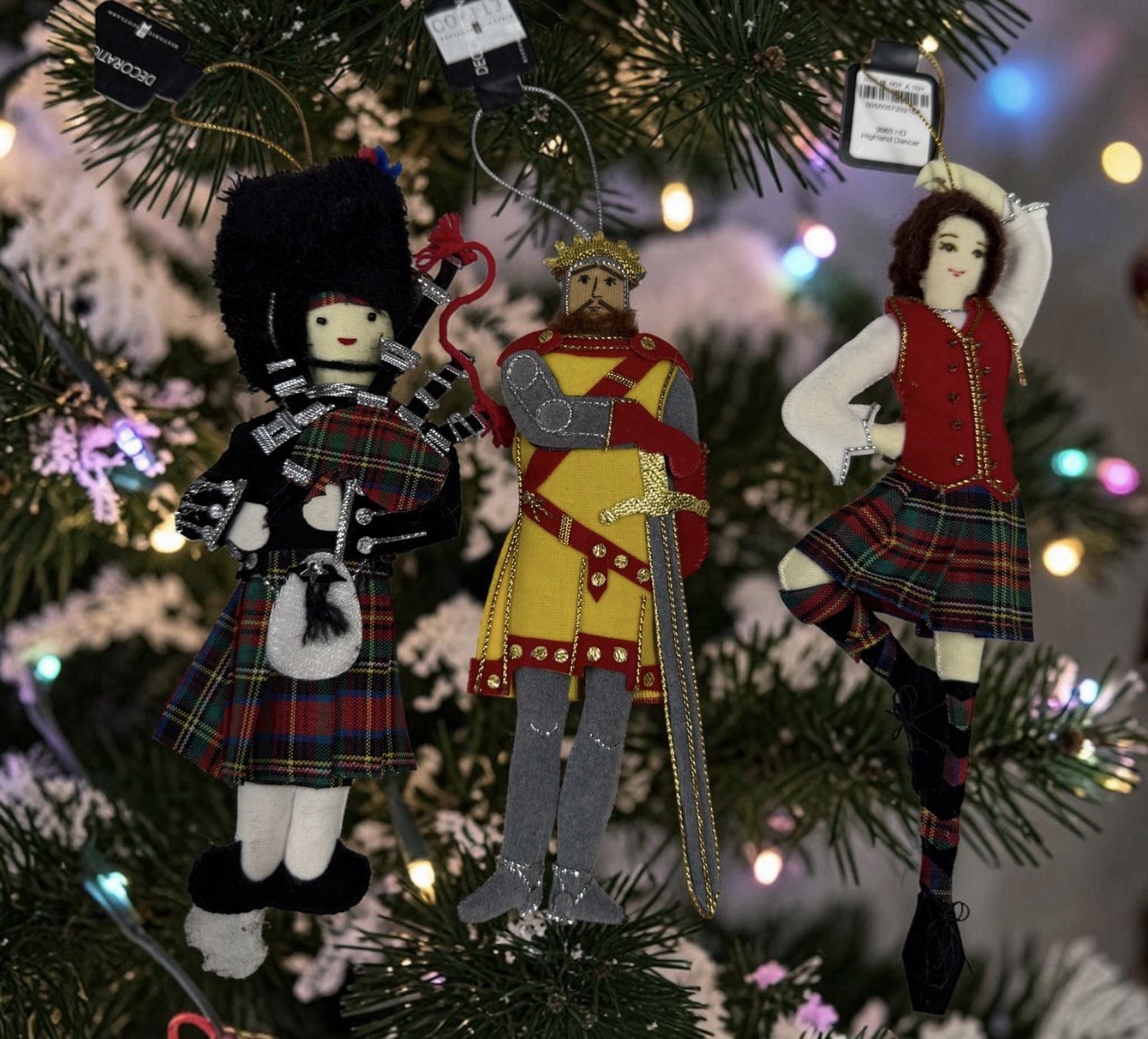 Lot of 3 St Nicolas Felt Ornaments British Royal king, Scottish Bag Piper,girl Lot of 3 St Nicolas Felt Ornaments British Royal king, Scottish Bag Piper,girl