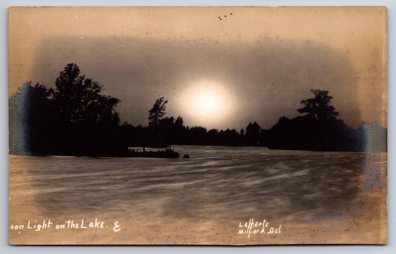 Moonlight on the Lake Milford Delaware DE Lefferts c1910 Real Photo RPPC Moonlight on the Lake Milford Delaware DE Lefferts c1910 Real Photo RPPC