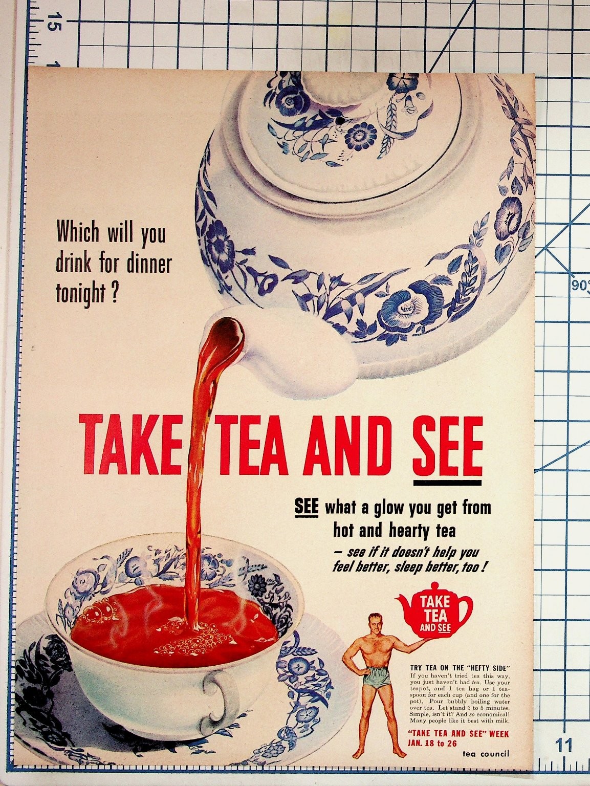 Vintage TAKE TEA AND SEE Ad 1940s 50s Tea Council Magazine Print Ephemera Vintage TAKE TEA AND SEE Ad 1940s 50s Tea Council Magazine Print Ephemera