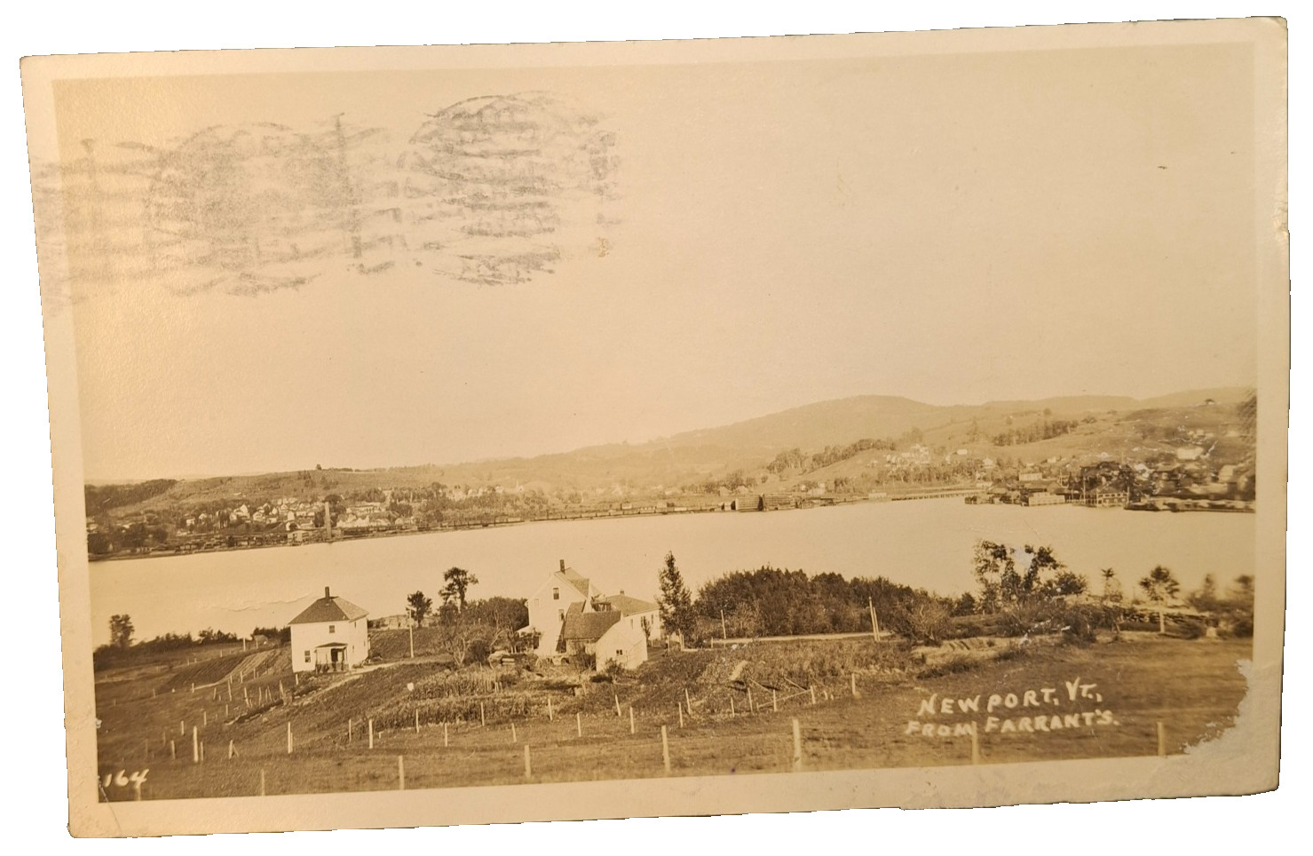 RPPC Newport Vermont as Seen from Farrant\'s Real Photo Postcard 1922
