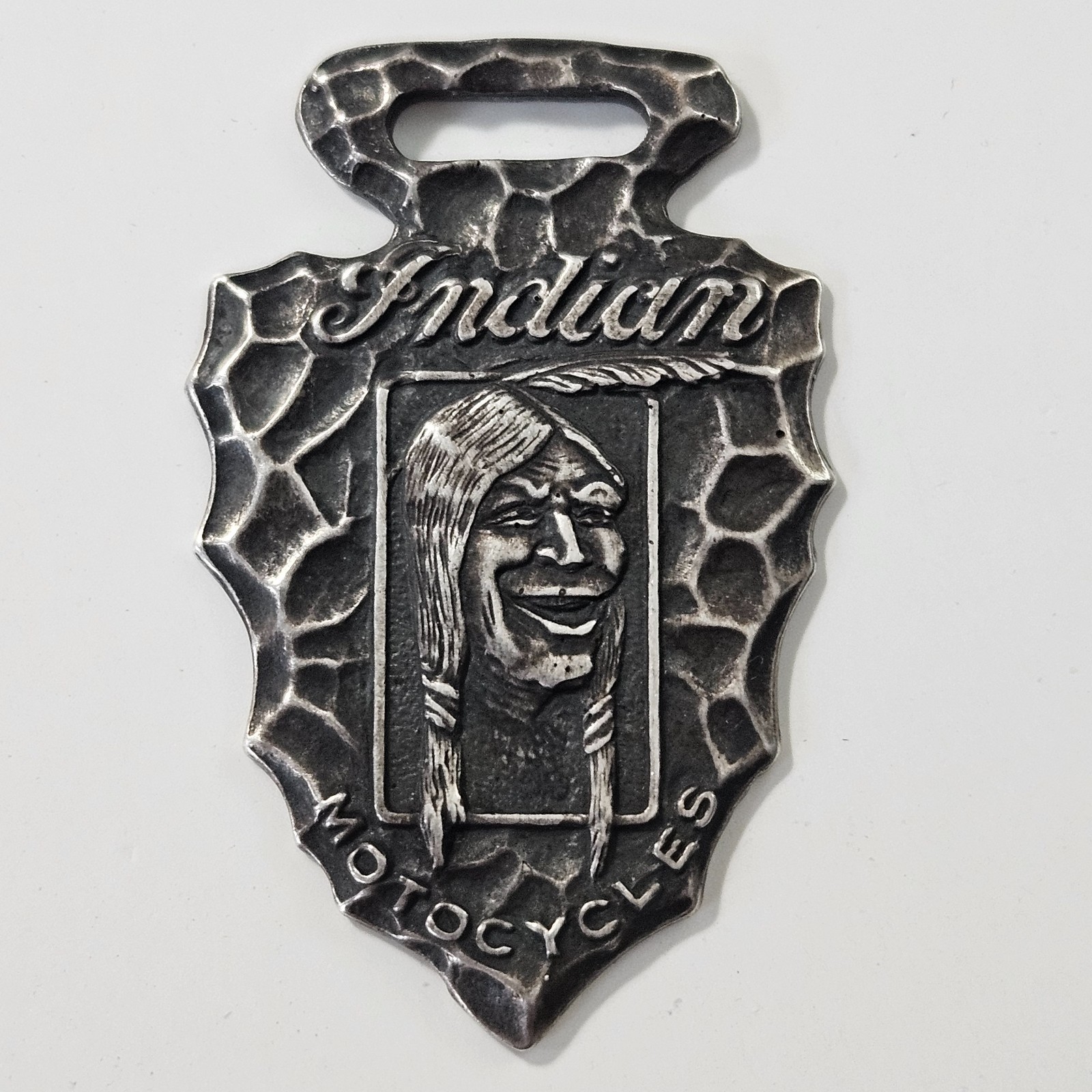Vintage Laughing Indian Motorcycle Watch Fob Highly Detailed Sterling Silver