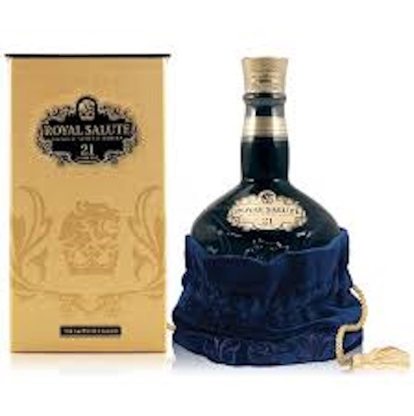 ✨Chivas Regal ROYAL SALUTE 21 Whisky Large Porcelain Flagon Bottle & Pouch & Box