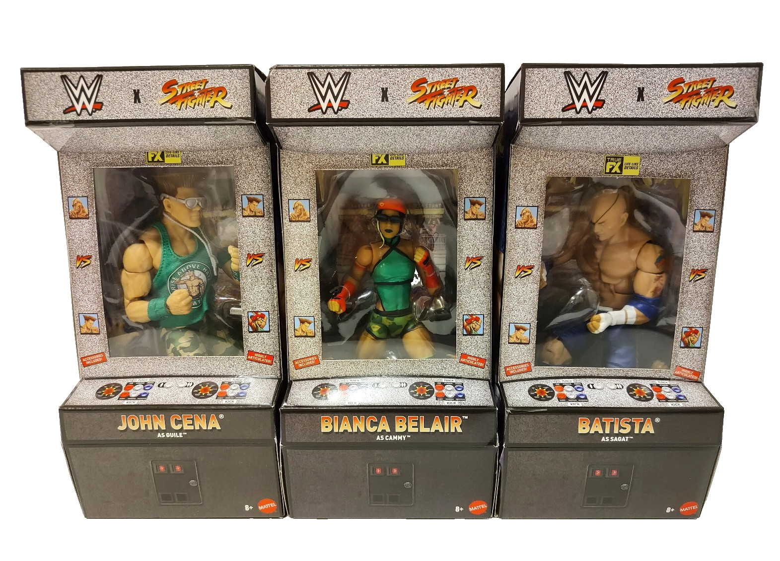 Street Fighter WWE Elite Complete Set Of 3 John Cena Batista Bianca Belair Street Fighter WWE Elite Complete Set Of 3 John Cena Batista Bianca Belair