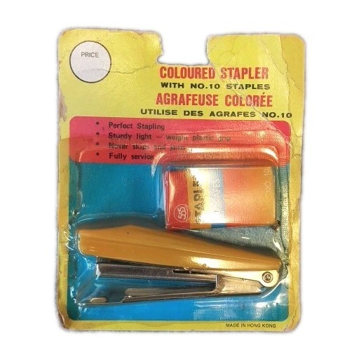 mini Stapler new in package with Staples 1960's Vintage Mod Space age yellow 