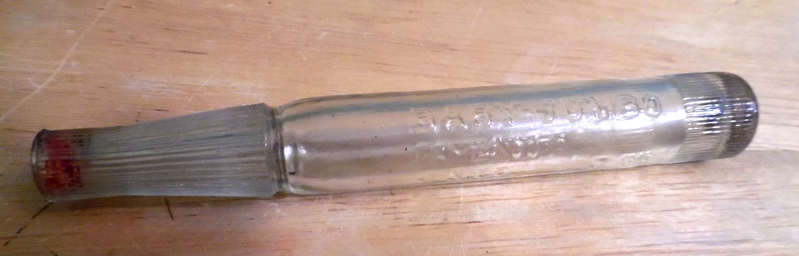 VINTAGE CIRCA 1920'S BABY JUMBO GLASS CANDY PELLET BOTTLE J.S. CO EMPTY