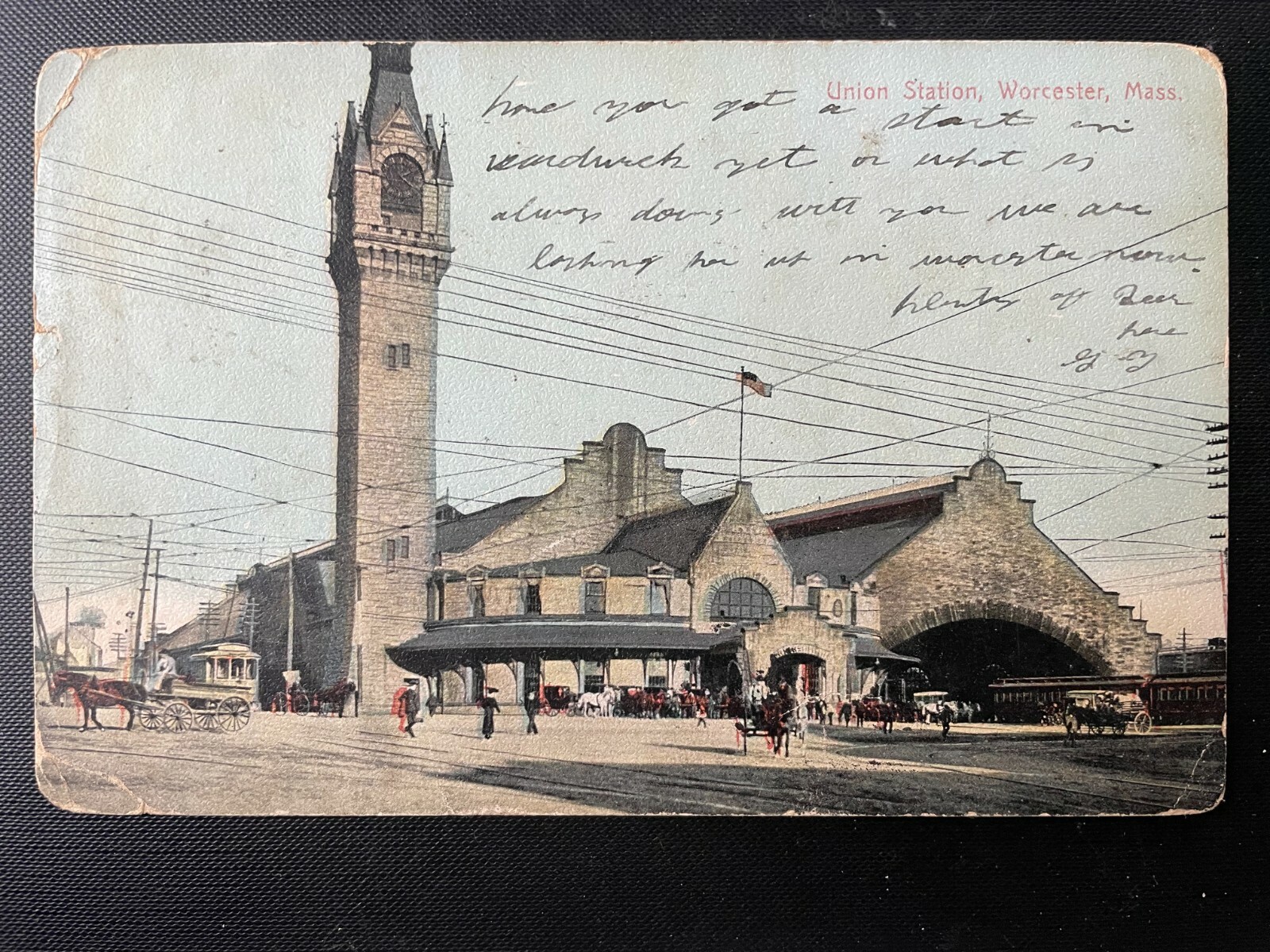Vintage Postcard 1907 Union Station, Worcester, Massachusetts (MA) Vintage Postcard 1907 Union Station, Worcester, Massachusetts (MA)