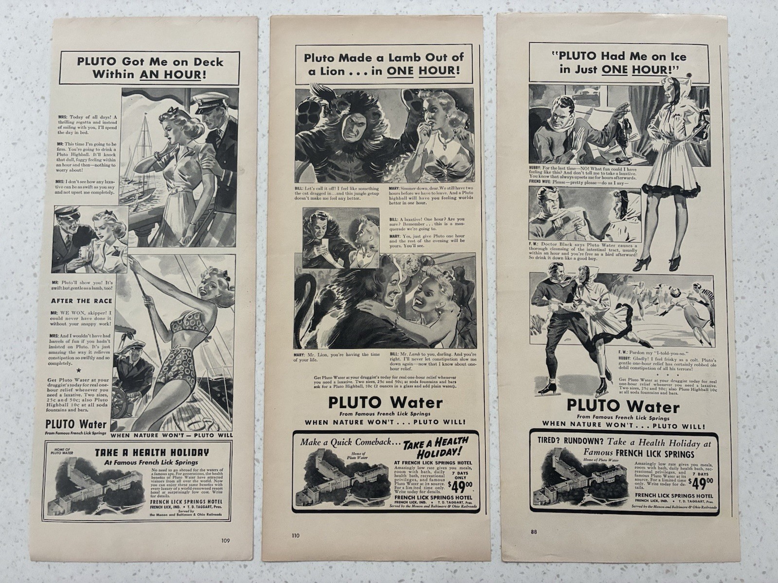 Vintage Indiana French Lick Springs Pluto Water Adds Matchbook Covers Books Chip