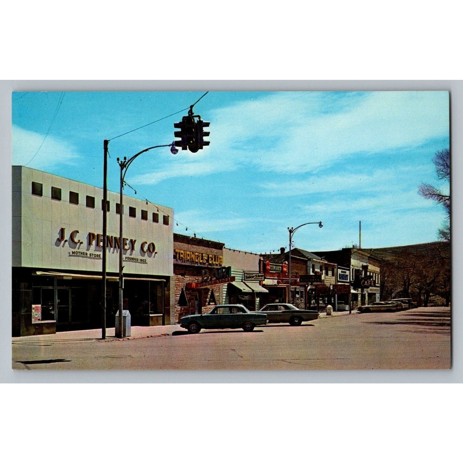 Vtg J.C. Penney Co. Mother Store Street Scene Kemmerer WY Postcard The Triangle