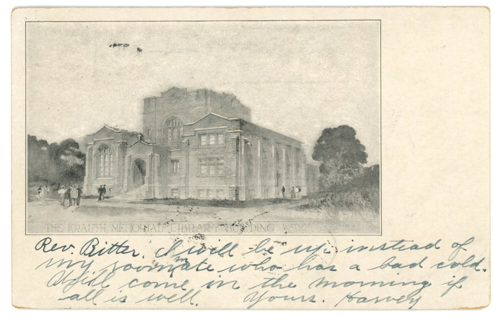 Mt Airy Philadelphia PA Krauth Memorial Library Undivided Back Postcard 1906 Mt Airy Philadelphia PA Krauth Memorial Library Undivided Back Postcard 1906