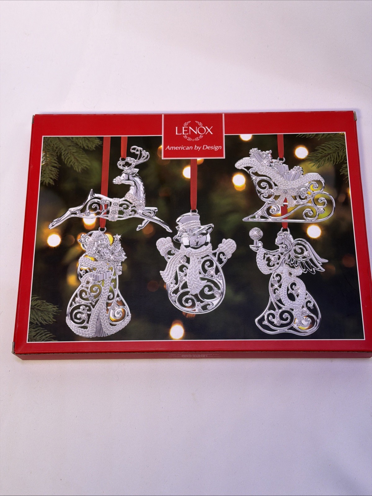 New Lenox Sparkle Scroll Jewel Silver Frosted Clear 4.4” Ornaments Set of 5 New Lenox Sparkle Scroll Jewel Silver Frosted Clear 4.4” Ornaments Set of 5
