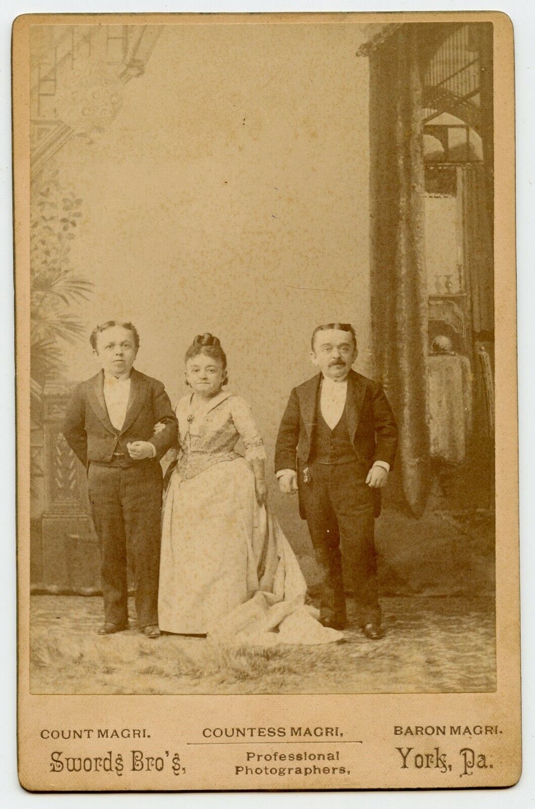 Italian Count Magri and L. Warren Photo by Swords Bros, York PA , dwarf , circus
