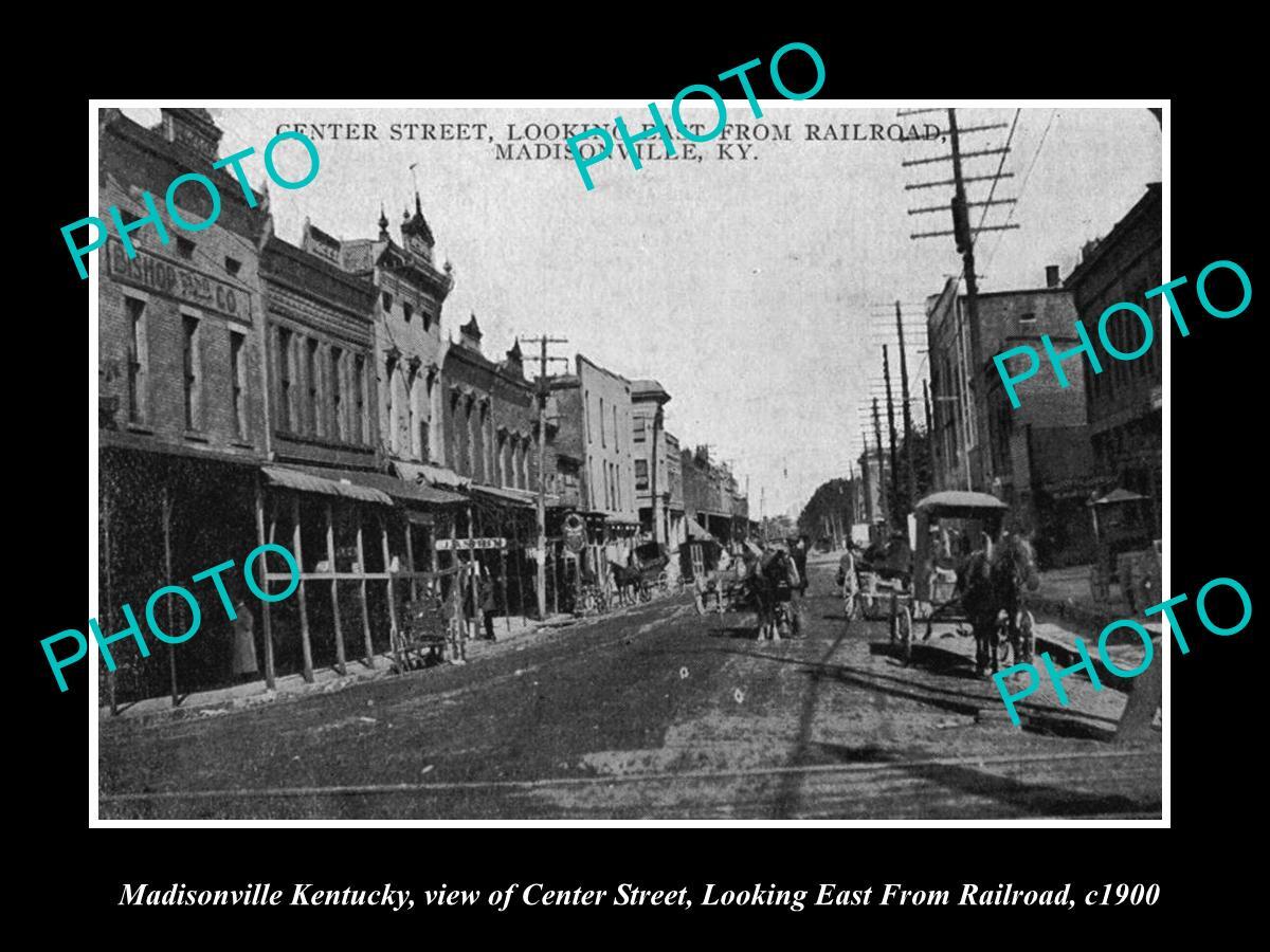 OLD LARGE HISTORIC PHOTO OF MADISONVILLE KENTUCKY VIEW OF CENTRE STREET c1900