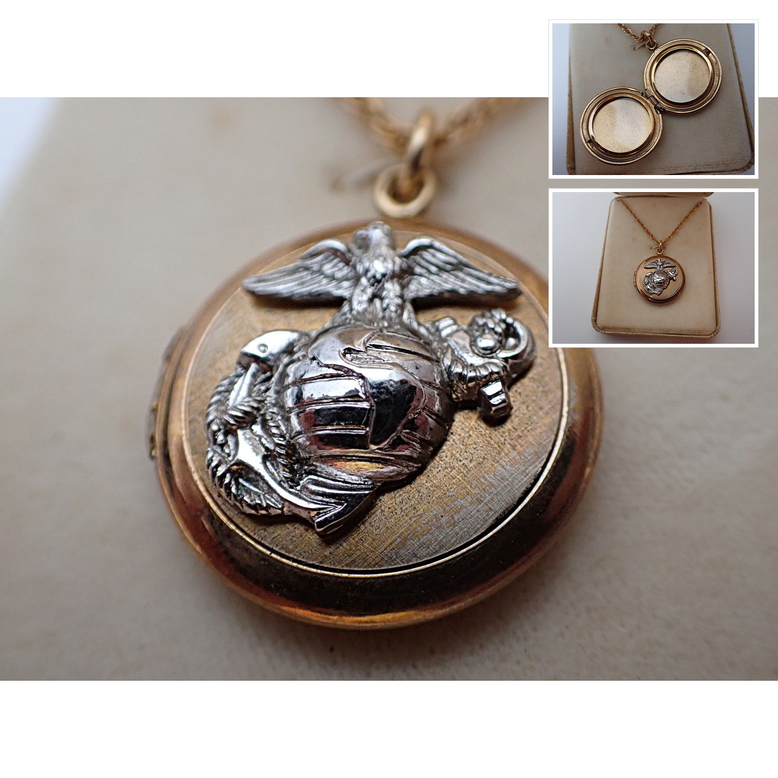 Vintage WWII USMC Eagle Globe Anchor Sweetheart Locket 12K Gold Filled Vintage WWII USMC Eagle Globe Anchor Sweetheart Locket 12K Gold Filled