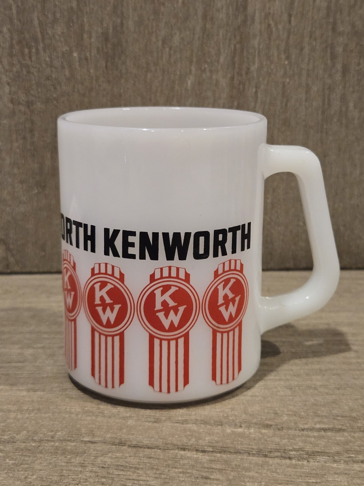 Vintage Kenworth Semi Truck Federal Milk Glass Coffee Mug
