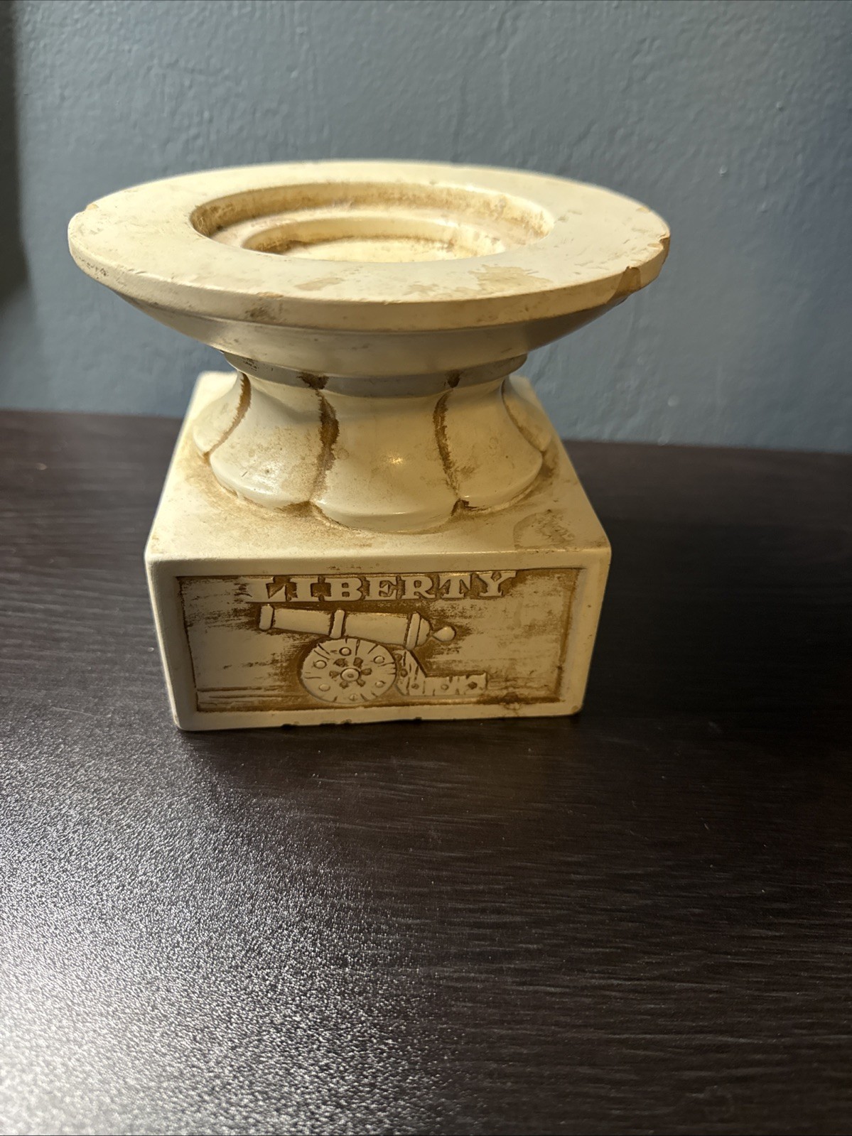 Vintage Patriotic Ceramic Pedestal Candle Holder 