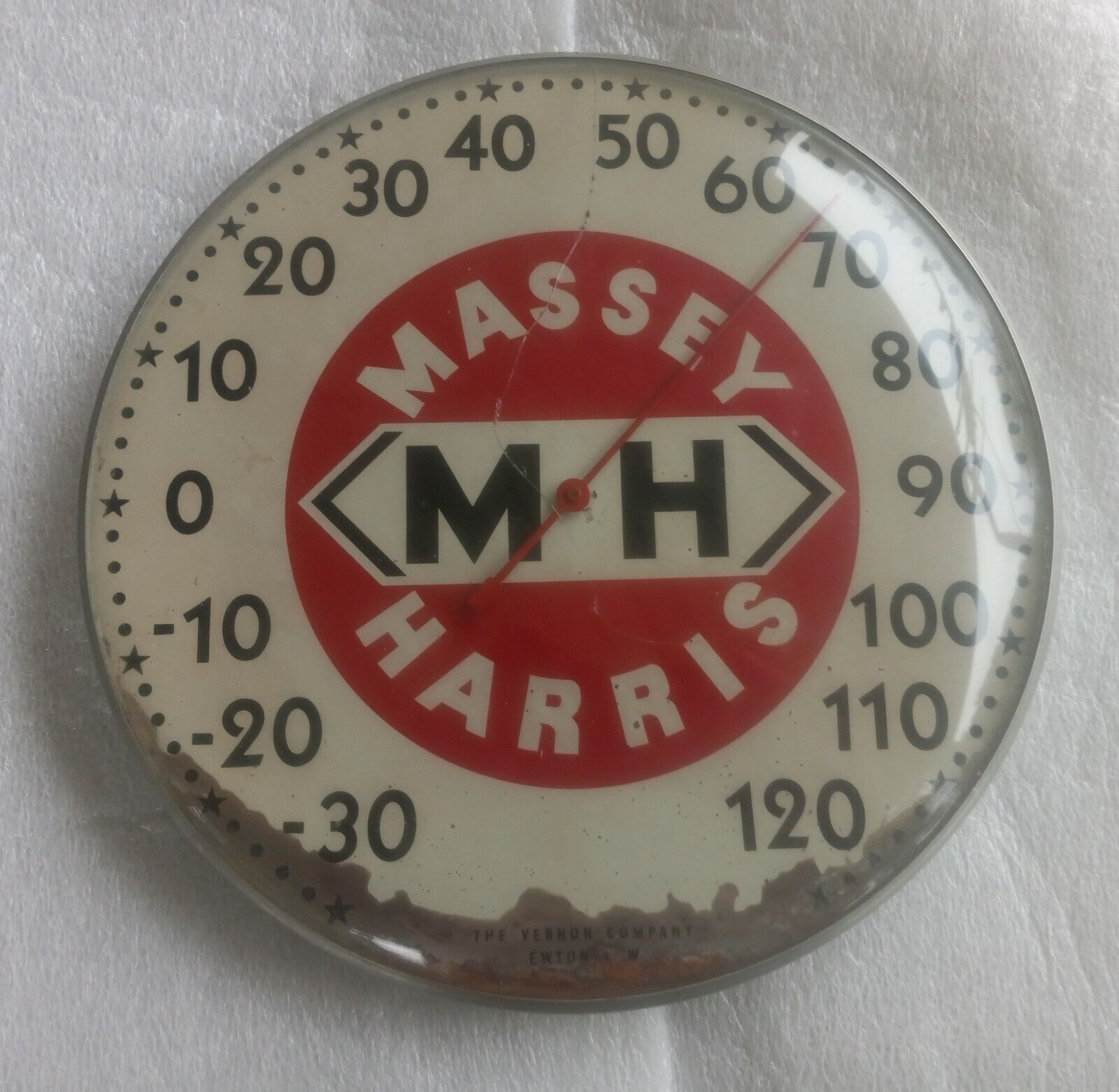 Original Vintage Massey Harris Working Thermometer