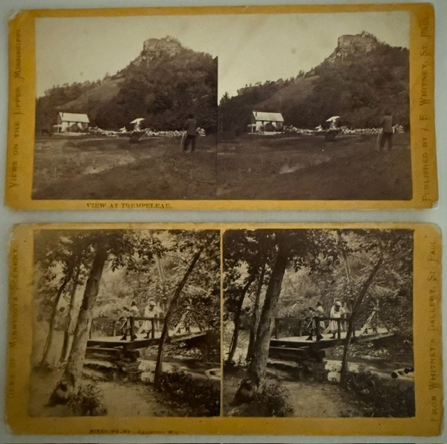 2 J E Whitney Stereoviews Trempealeau WI Minnehaha Minnesota Upper Mississippi