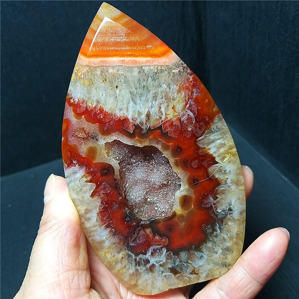 TOP 176.2G Natural Polished Banded Agate Crystal Water Droplet Healing  B297