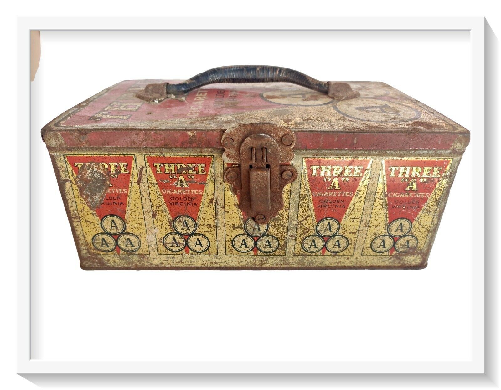 Vintage Three 'A' Cigarette Box Golden Virginia Lithograph Decorative Collection