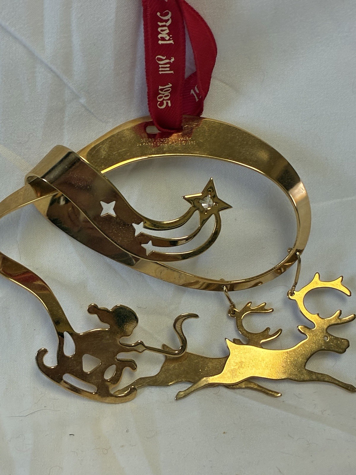 Vintage Georg Jensen 1985 Christmas Ornament 24ct Gold Plated Denmark Vintage Georg Jensen 1985 Christmas Ornament 24ct Gold Plated Denmark