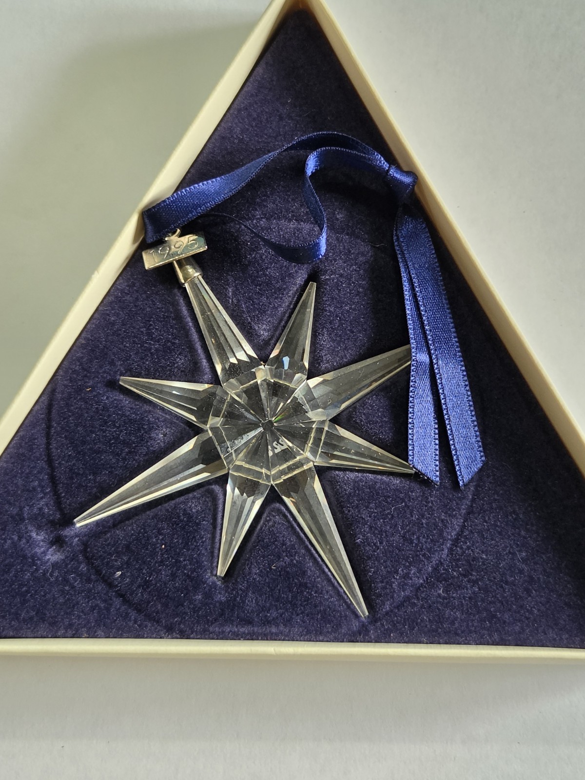 Swarovski 1995 Star Annual Christmas Ornament Holiday with box snowflake rare