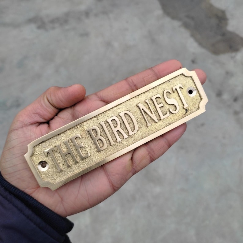 Custom Brass Sign – Raised Letter Nameplate, Door Plaque, House Address Handmade Custom Brass Sign – Raised Letter Nameplate, Door Plaque, House Address Handmade
