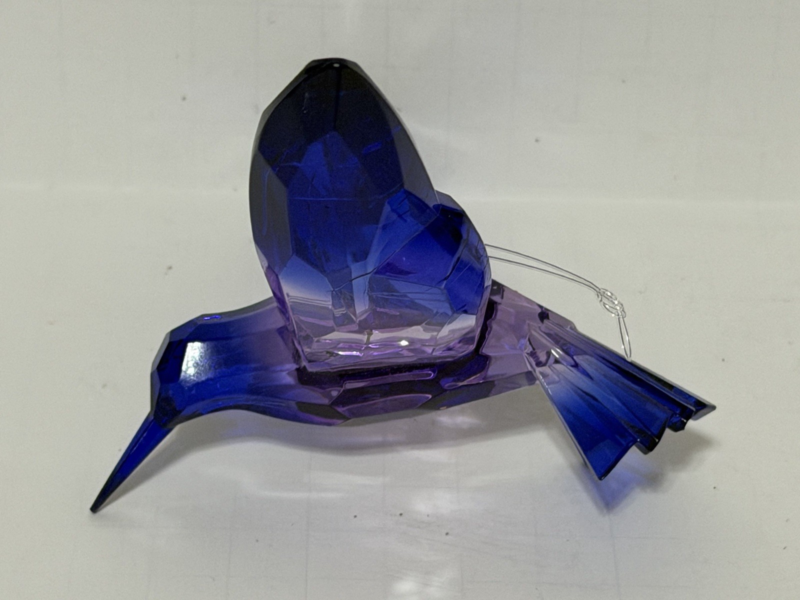 Gorgeous Glass Blue Purple HUMMINGBIRD Figurine Bird 4 x 7\