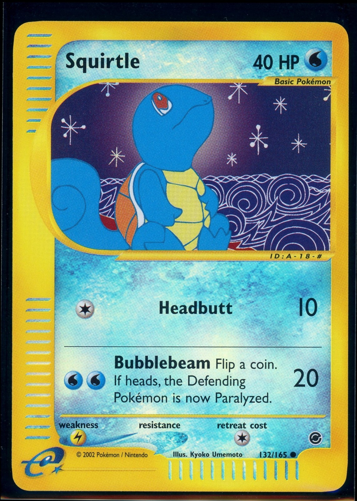 Pokemon EXPEDITION - #132/165 Squirtle - Reverse Holo - ENG - Near Mint-