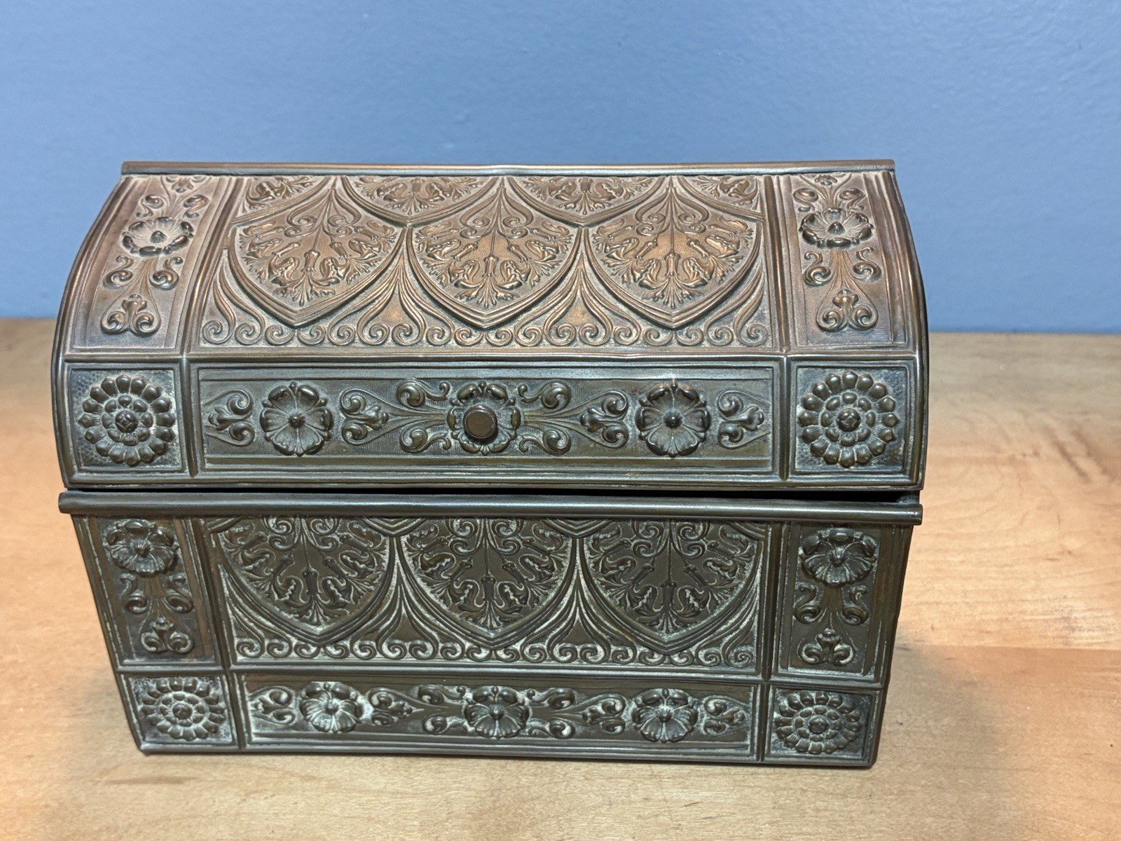 Antique Victorian Brass Letter Caddy Stationery Box Ornate Wood Interior Antique Victorian Brass Letter Caddy Stationery Box Ornate Wood Interior