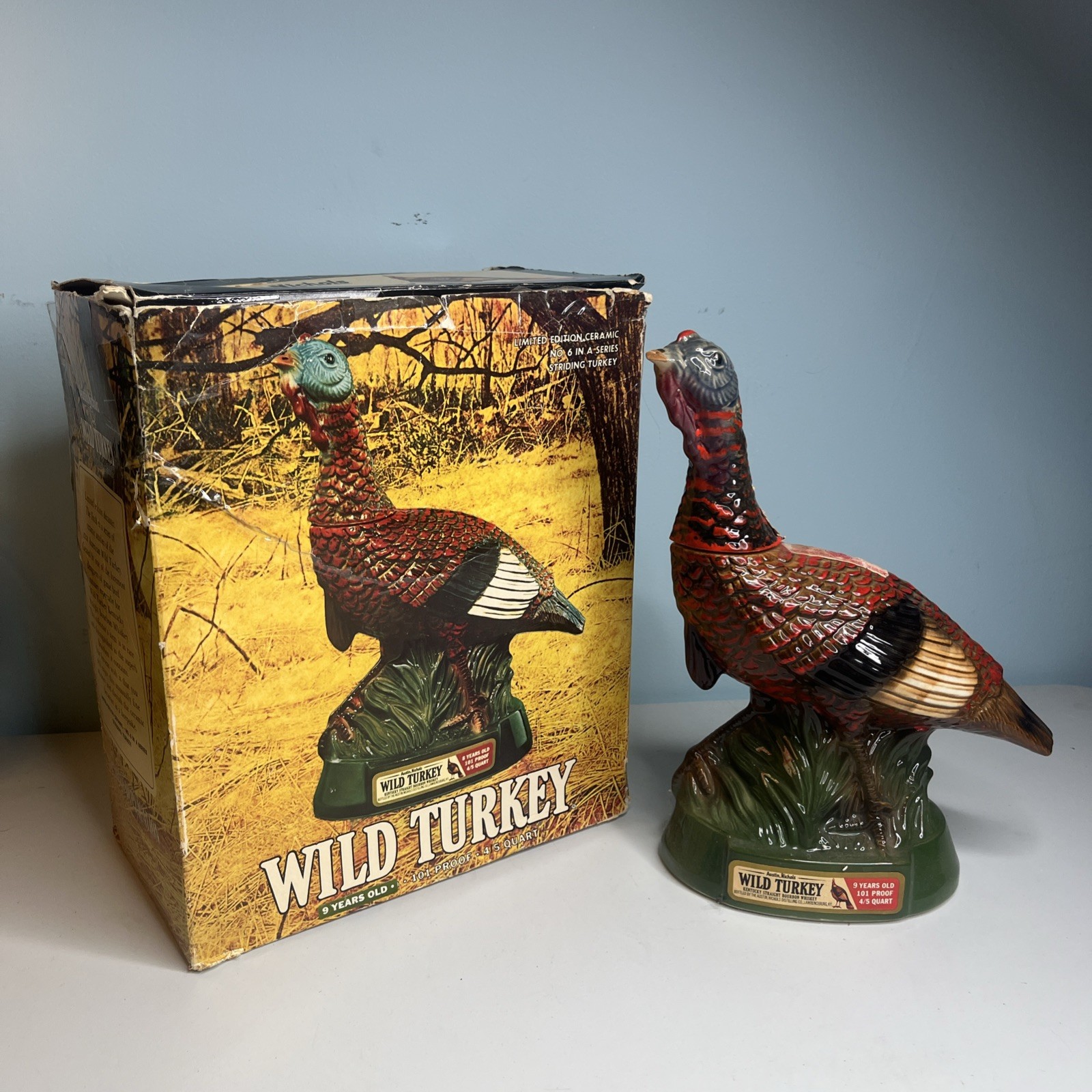 Vtg Austin Nichols Empty Wild Turkey Liquor Bottle 185 No. 6 Decanter & Box 1C Vtg Austin Nichols Empty Wild Turkey Liquor Bottle 185 No. 6 Decanter & Box 1C