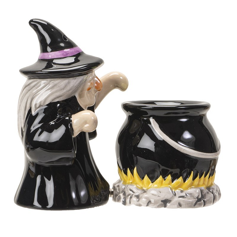 PT Witch & Cauldron Halloween Magnetic Ceramic Salt and Pepper Shakers Set PT Witch & Cauldron Halloween Magnetic Ceramic Salt and Pepper Shakers Set